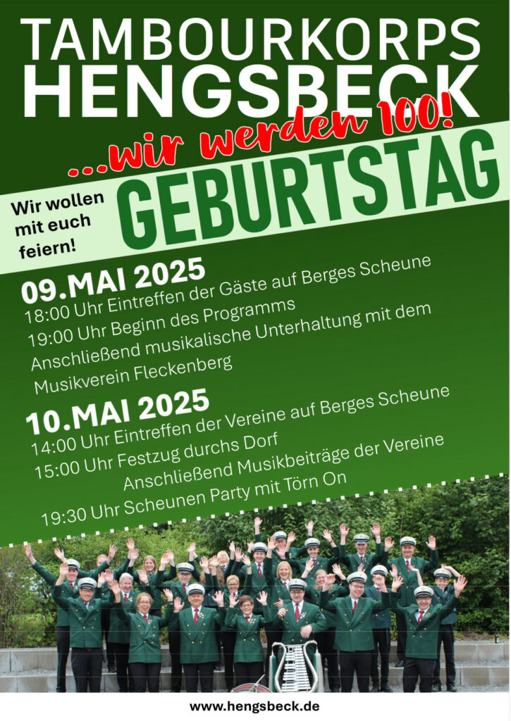 Flyer 100 Jahre Tambourkorps Hnegsbeck